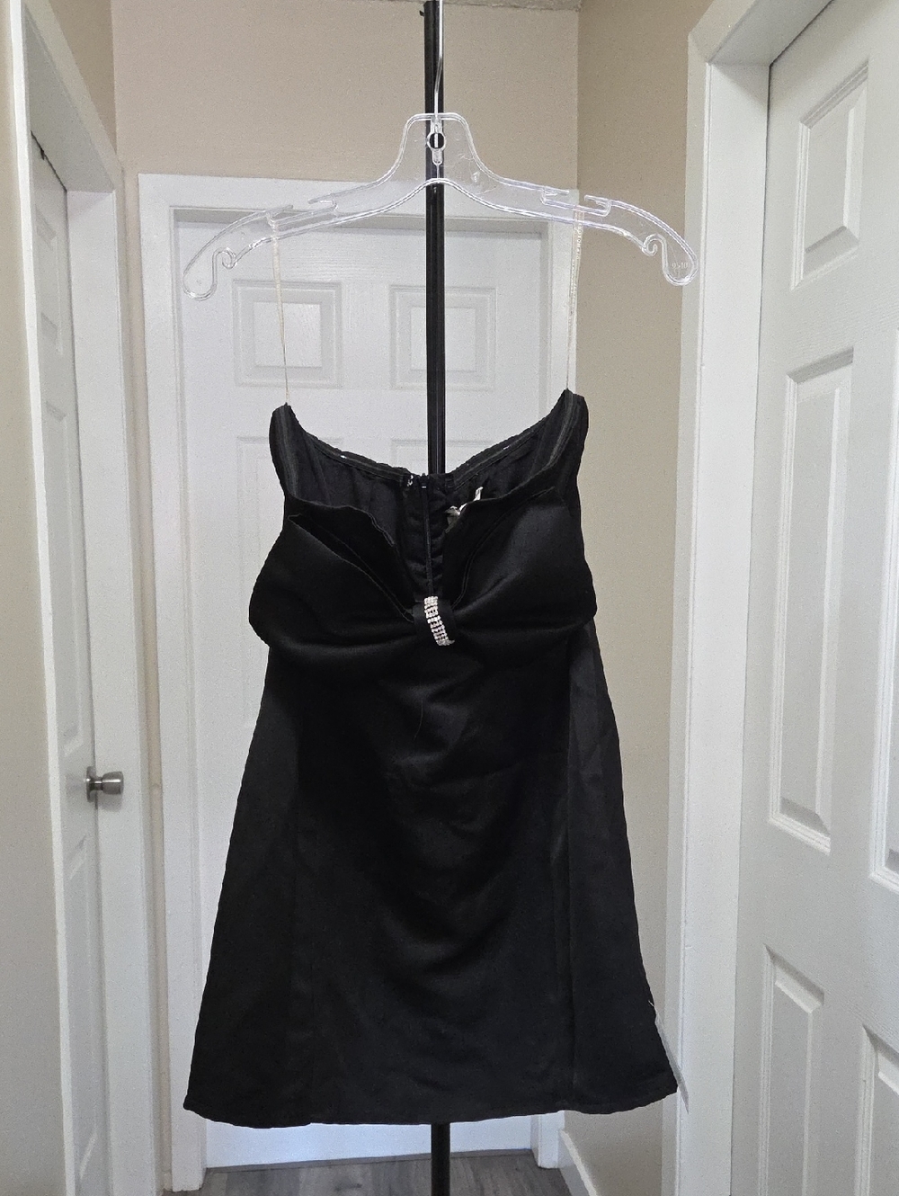NWT Glamorous Black Strapless  with Ribbon,Rhinestone Detail